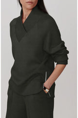 Macie Zip Hem Sweat | Olive Marl