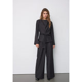 Luna Pleat Tie Blouse | Black