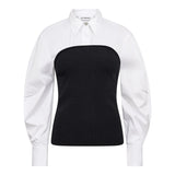 Mercia Poplin Mix Knit | White