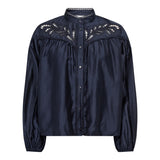 Melin Balloon Lace Shirt | Navy