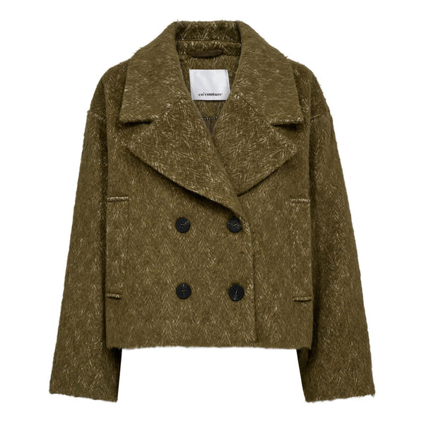 Haris Cropped coat | Moss Olive