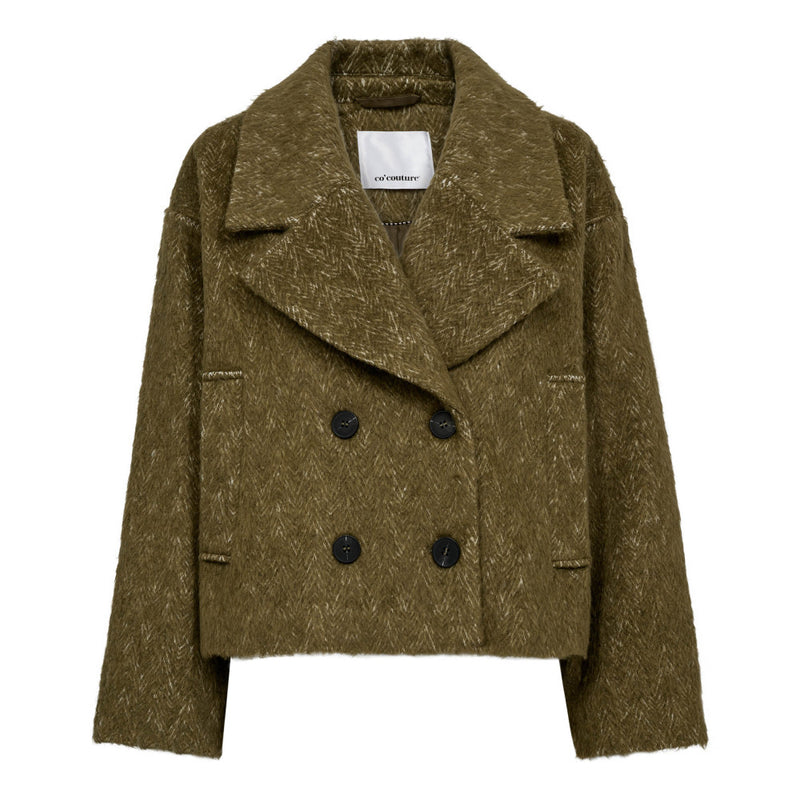 Haris Cropped coat | Moss Olive