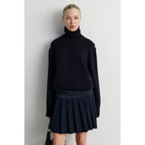 Alpha Knit Slit T-Neck | Night Sky