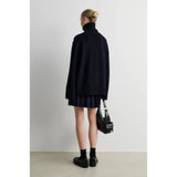 Alpha Knit Slit T-Neck | Night Sky
