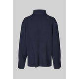 Alpha Knit Slit T-Neck | Night Sky