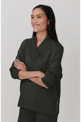 Macie Zip Hem Sweat | Olive Marl