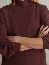 Novi Longline Mock Neck Sweater | Deep Mahogany