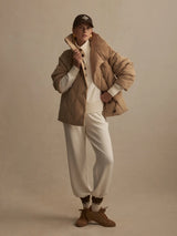 Evren Short Quilted Coat | Light Taupe