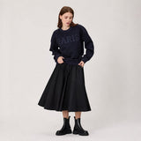 Flare cotton Skirt | Black