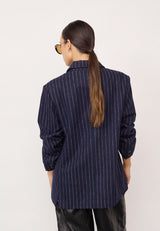 Naida Blazer | Navy Pinstripe