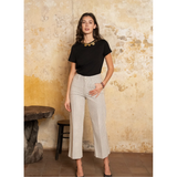 Cropped Stripe Jean | taupe