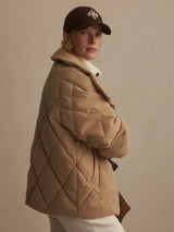Evren Short Quilted Coat | Light Taupe