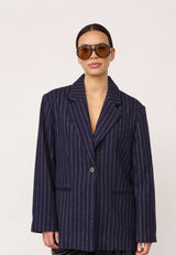 Naida Blazer | Navy Pinstripe