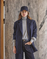 Naida Blazer | Navy Pinstripe