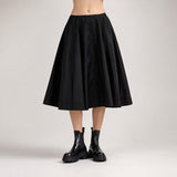 Flare cotton Skirt | Black