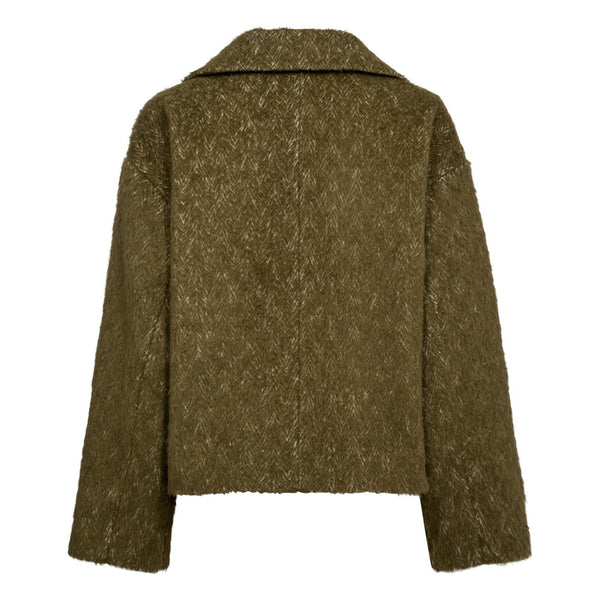 Haris Cropped coat | Moss Olive