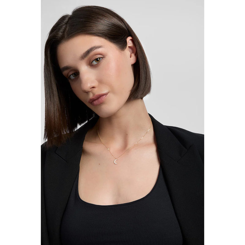 Moon & North Star Necklace | 9ct. Gold