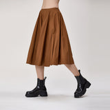 Flare cotton Skirt | Tobacco