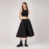 Flare cotton Skirt | Black