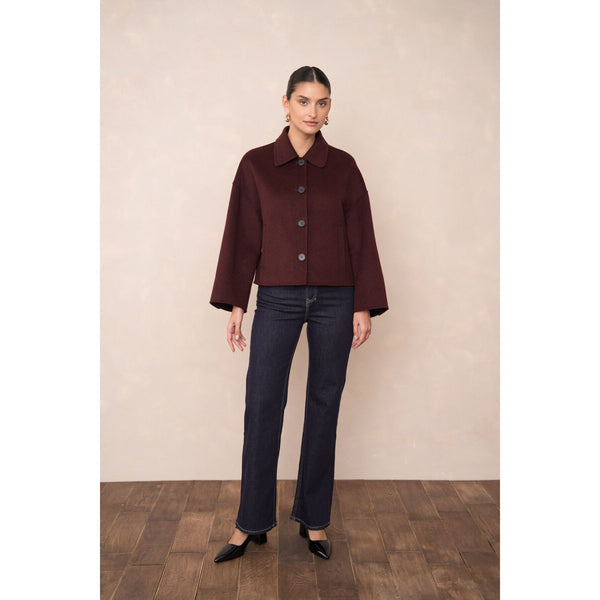 Wool Mix Coat | Burgandy