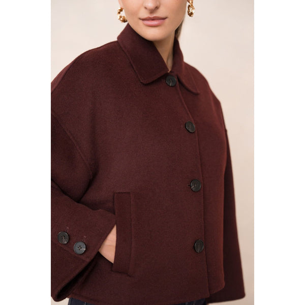 Wool Mix Coat | Burgandy