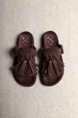Helena Fringe Sandal | chocolate suede