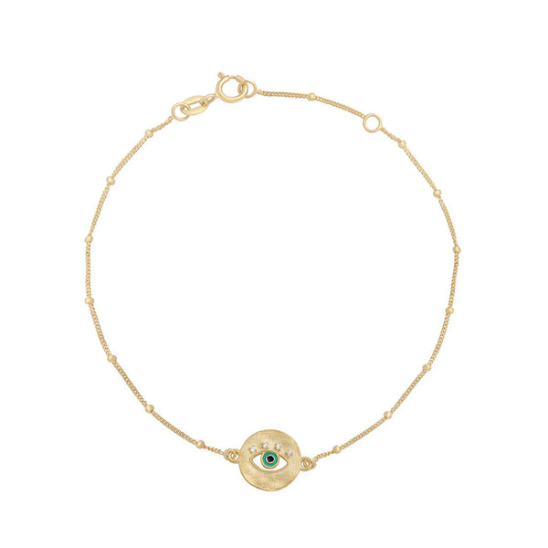 Evil eye disc bracelet | 9ct. Gold