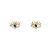 Evil eye cz & sapphire studs | 9ct. gold