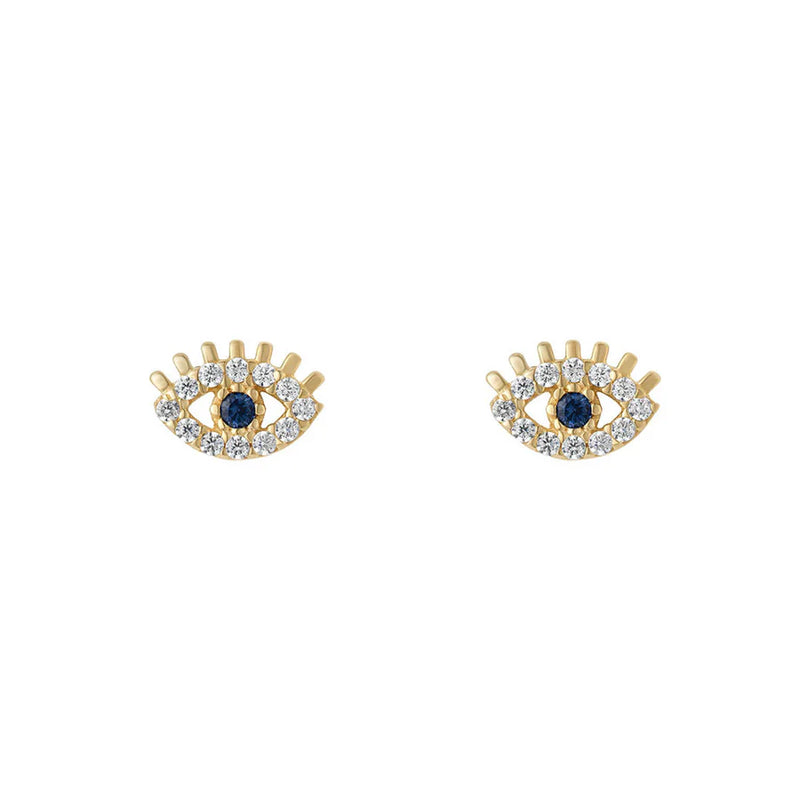 Evil eye cz & sapphire studs | 9ct. gold