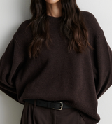 Alpha Knit O-Neck | Dark Brown Melange
