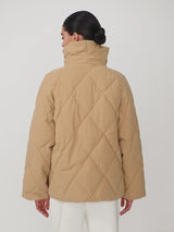 Evren Short Quilted Coat | Light Taupe