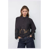 Melise Embroidered Shirt| Black