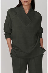 Macie Zip Hem Sweat | Olive Marl