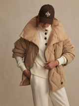 Evren Short Quilted Coat | Light Taupe