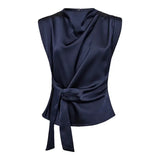 Safira Pleat Top | Navy